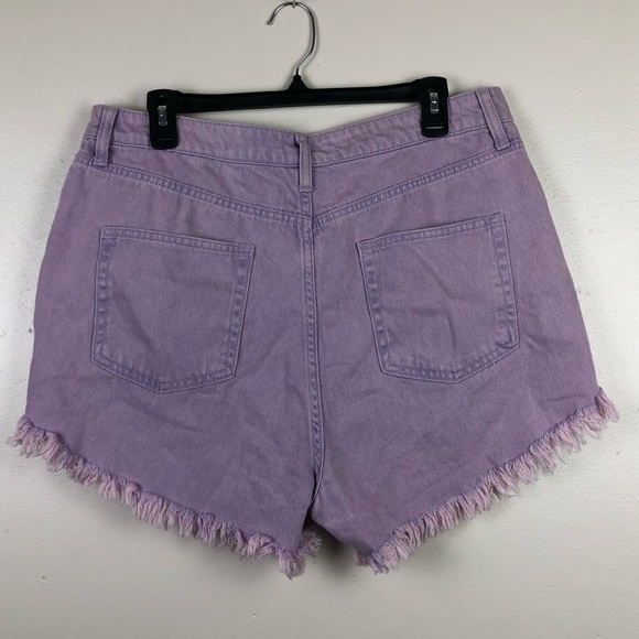 Wild Fable Purple High Rise Jean Shorts with Raw Hem - Picture 4 of 6